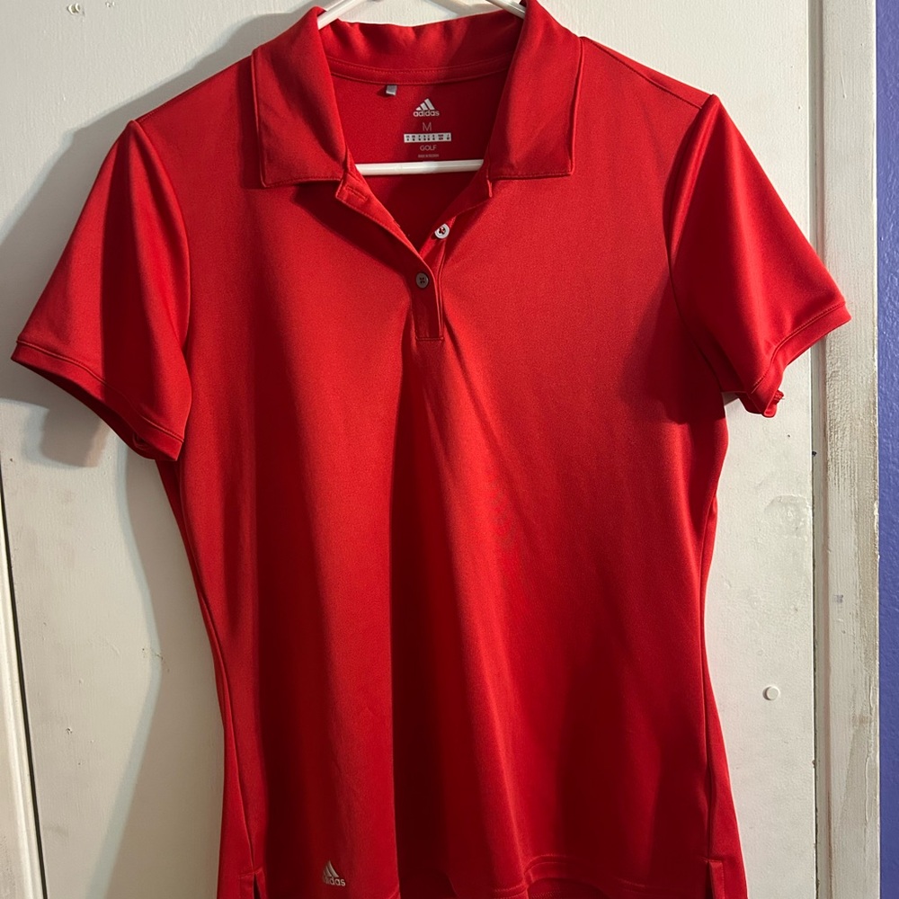 Adidas Women's Vibrant Red Button Down Shirt